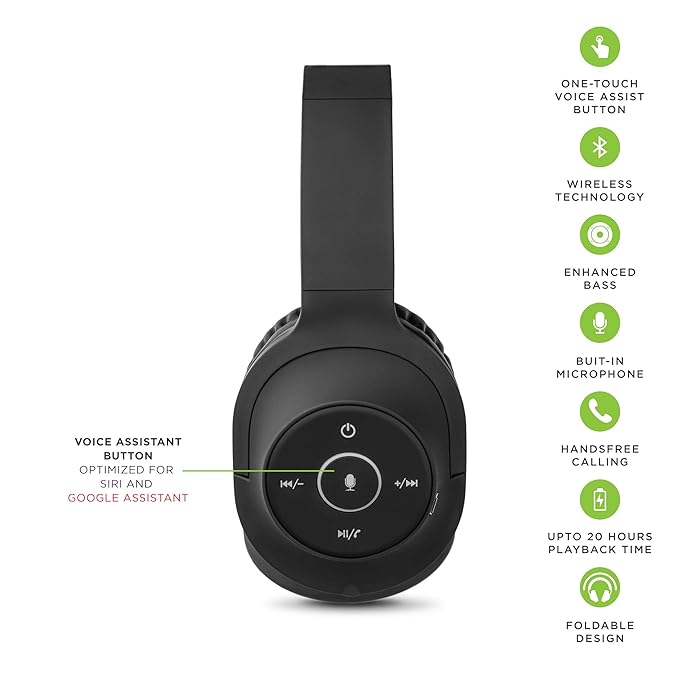 soundlogic voice assistant wireless stereo headphone