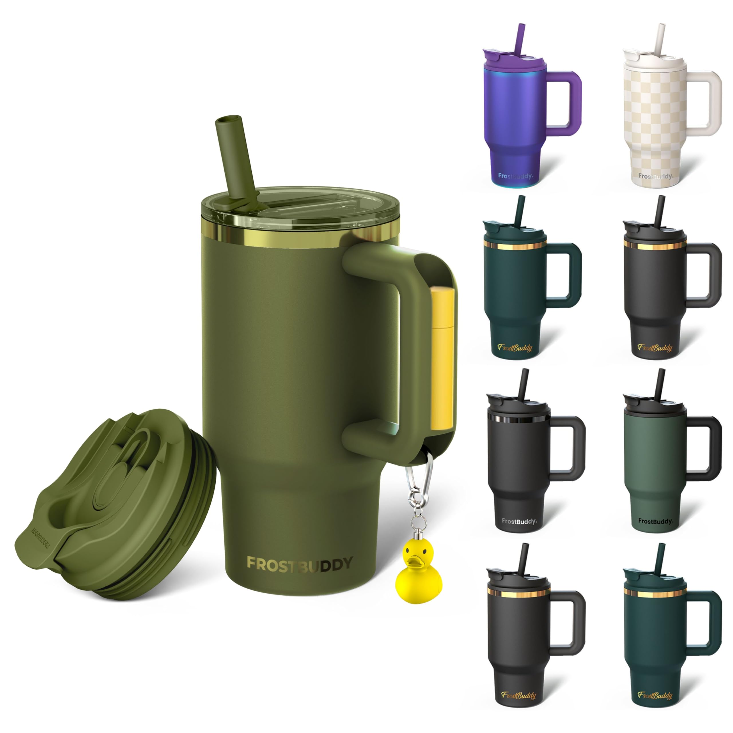 Frost Buddy Thicc Buddy - 16 oz Stainless Steel Vacuum Insulated Tumbler with Lid and Straw for Water - Travel Mug Cupholder Friendly - Gifts for Women Men Him Her (Tactical) Image