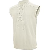 American Trends Renaissance Costume Men Pirate Shirt Sleeveless Lace-up Medieval Viking Outfit Steampunk Gothic Top Tunic