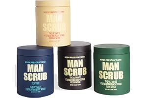 Body Prescriptions Men’s Exfoliating Body Scrub – Ultimate Skin Cleansing Wash in Jar with Twist-Top Lid, For All Skin Types, 21 Ounce (Pack of 4), Combo Pack