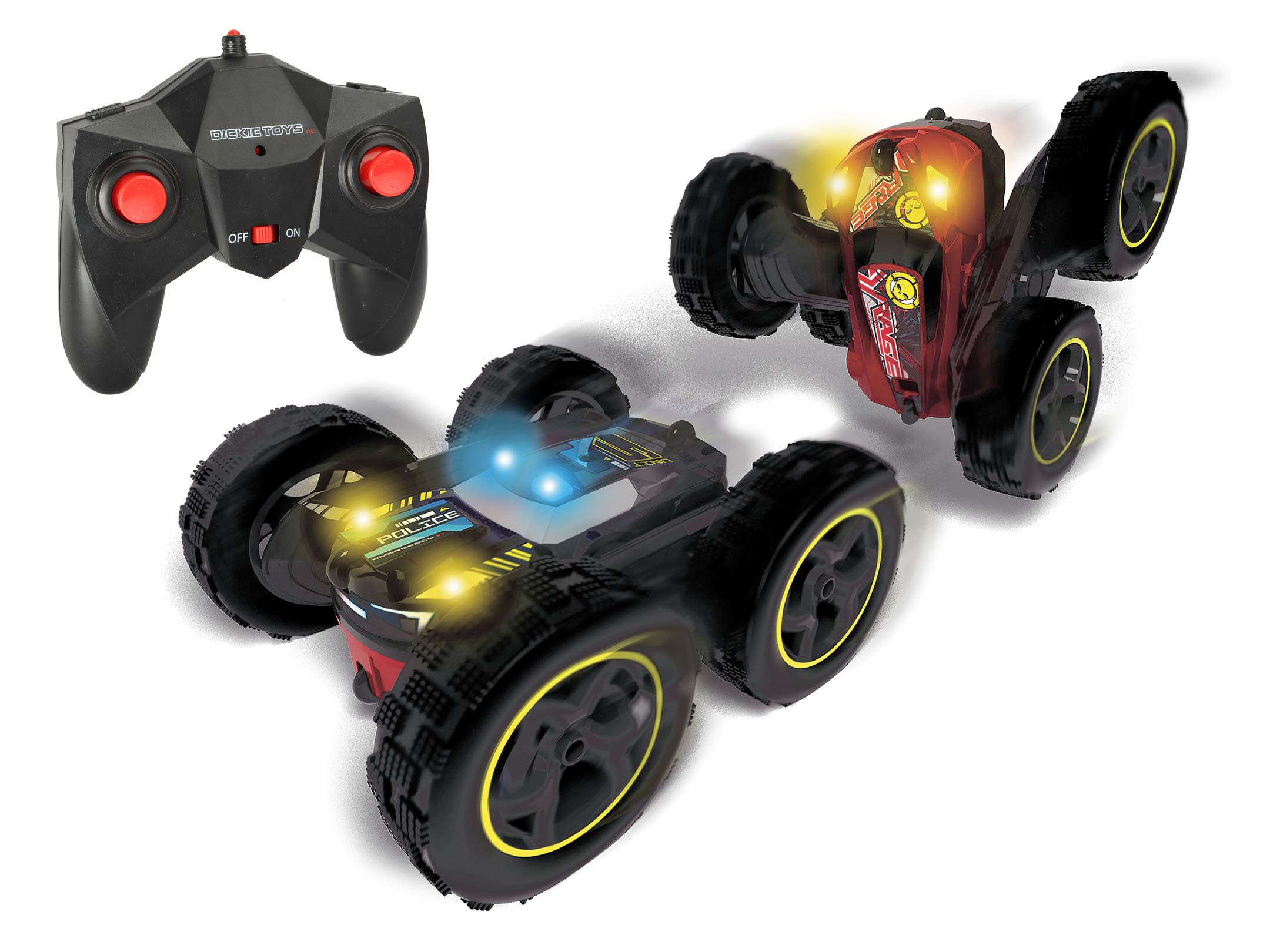Dickie Toys RC Tumbling Flippy - Remote Controlled Stunt Car, Makes Flops at 8 km/h with 2-Channel Radio Remote Control, for Children from 6 Years