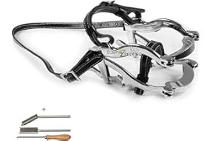 Equinez Tools Equine Dental Kit with 4000 Series Horse Speculum, Professional Stainless Steel Mouth Gag with Leather Straps + 3 Wood Handle Floats – Veterinary Horse Dental Care Equipment