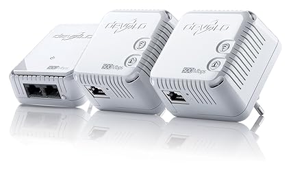 devolo dLAN 500 WiFi Network Kit Powerline (Internet über die Steckdose, WLAN, 1x LAN Port, 3x Powerlan Adapter, WLAN Adapter