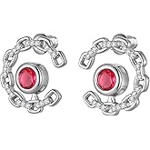 Ydou Elegant C-Shaped Crystal Stud Earrings with Birthstone Earring Silver Plated Fashion Jewelry for Women CE0003