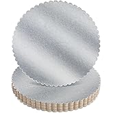 Juvale 10-Inch Scalloped Silver Cake Boards - 10 in, 12-Pack - Silver Decorative Cake Rounds & Cardboard Bases - Foil Platter