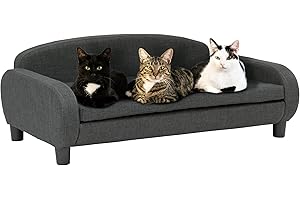 Modern Pet Sofa 41.5" Wide for Large Dog with Removable/Washable Mattress Cover in Dark Gray
