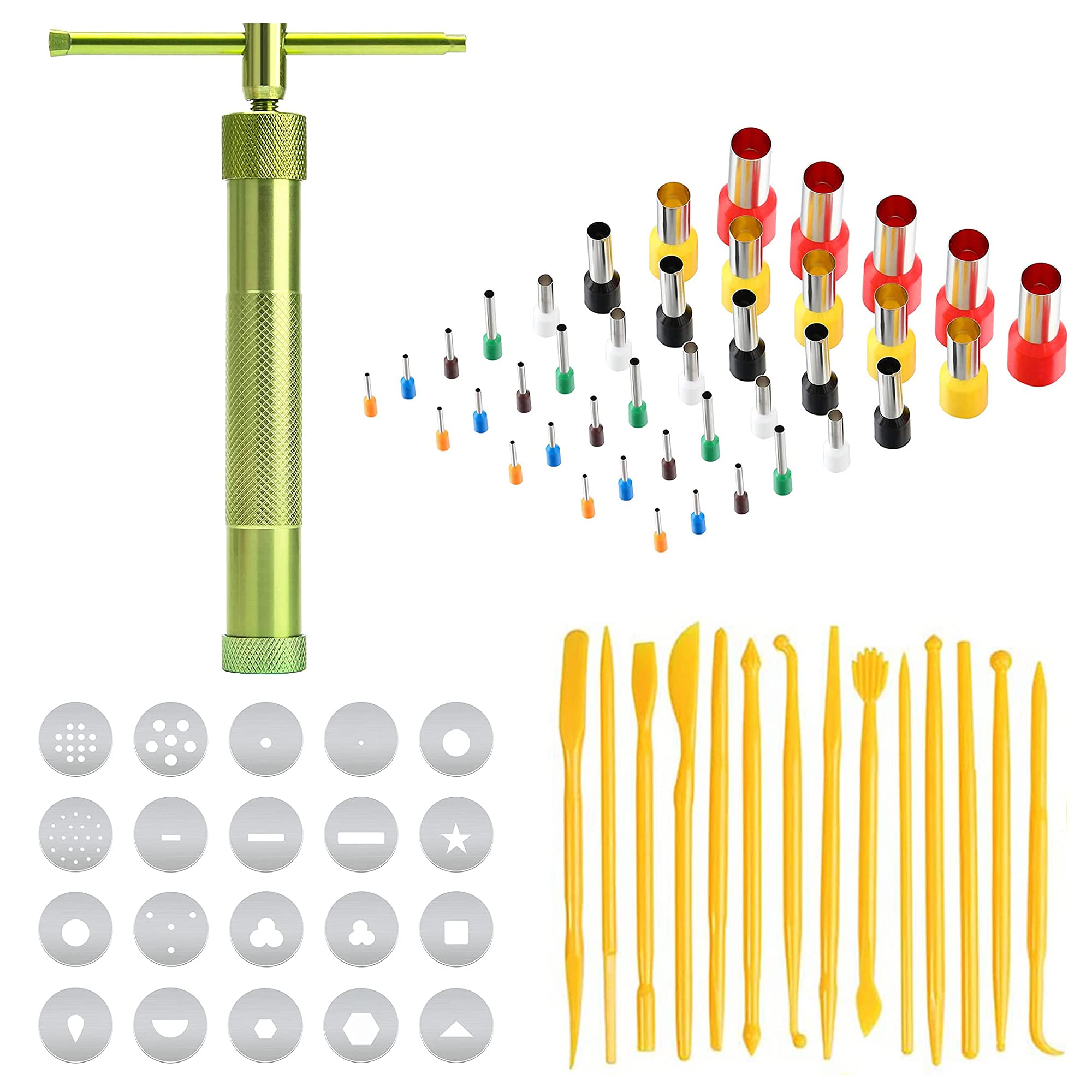 Allazone 56 Pcs Clay Extruder Gun Sugar Paste Extruder 20 Extrusion Discs Polymer Clay Cutters DIY Clay Modelling Tool