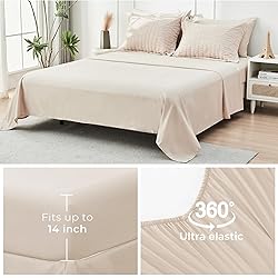 HYMOKEGE Beige Twin Comforter Set Seersucker 5