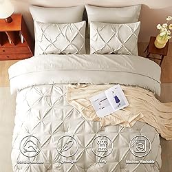 CozyLux California King Comforter Set Oatmeal, 7
