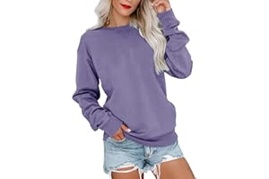 Bingerlily Womens Casual Long Sleeve Sweatshirt Crew Neck Cute Pullover Relaxed Fit Tops