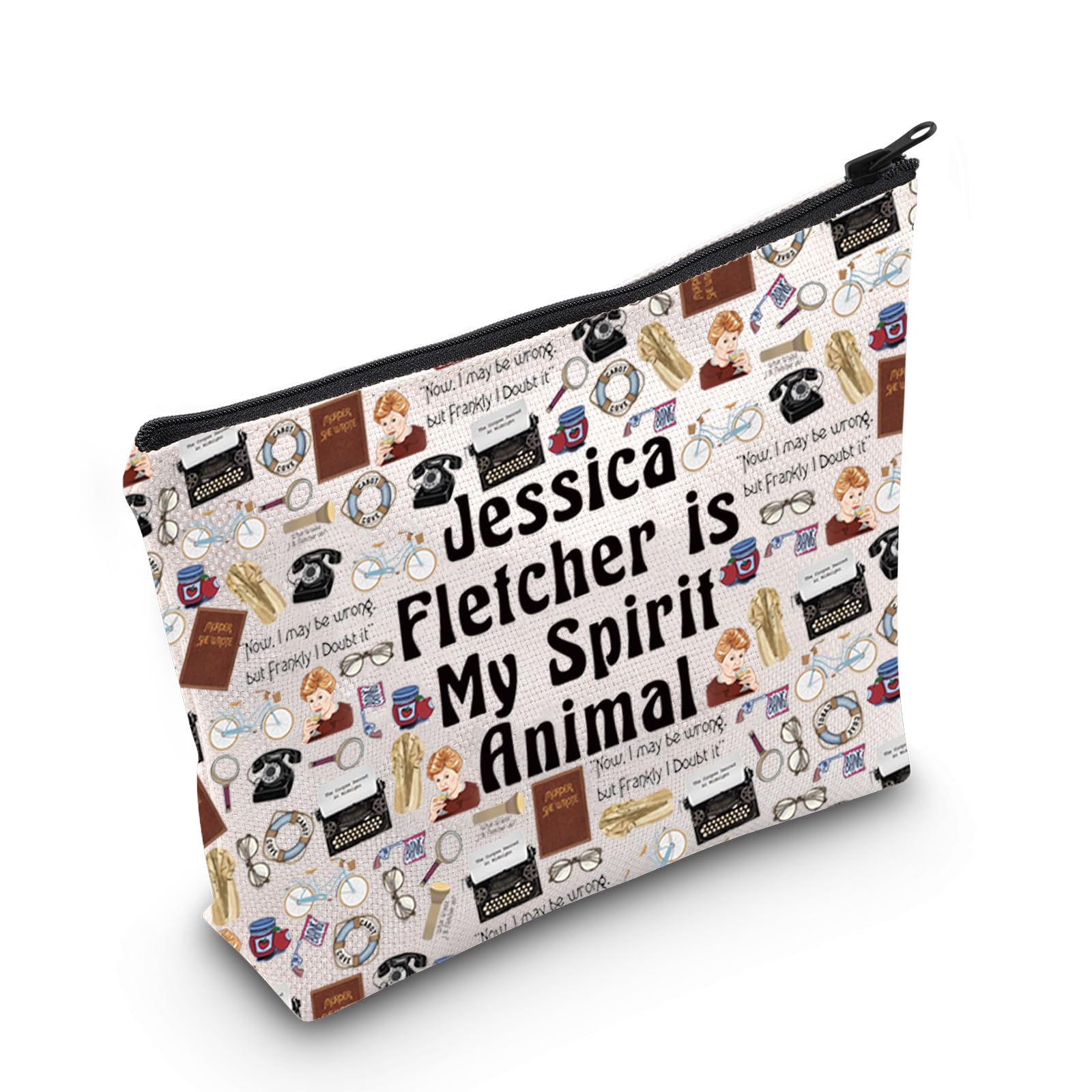 Murder Mystery Lover Gift Jessica Fletcher is My Spirit Animal Makeup Bag True Crime Gift Cosmetic Pouch (Jessica Bag EU)