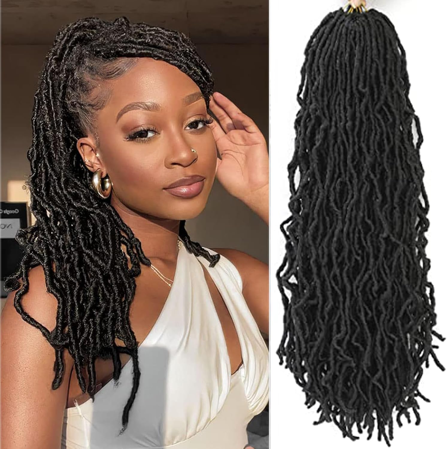 24 Inch Soft Locs Crochet Hair Pre Looped 6 Packs Faux Locs Braids Dreadlocs For Black Women (1B, 24 Inch) โ image 1