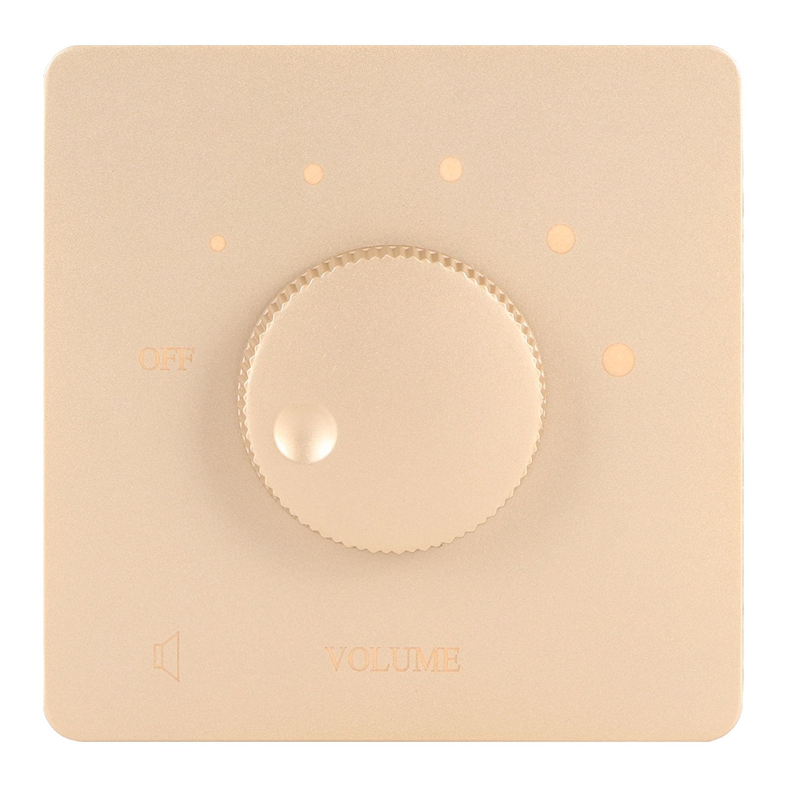 50W in Wall Volume Control, Flush in Wall Plate Rotary Knob 5 Gears Tuning Knob Volume Controller for Home Ceiling Speakers Multimedia Audio Controller (Gold)
