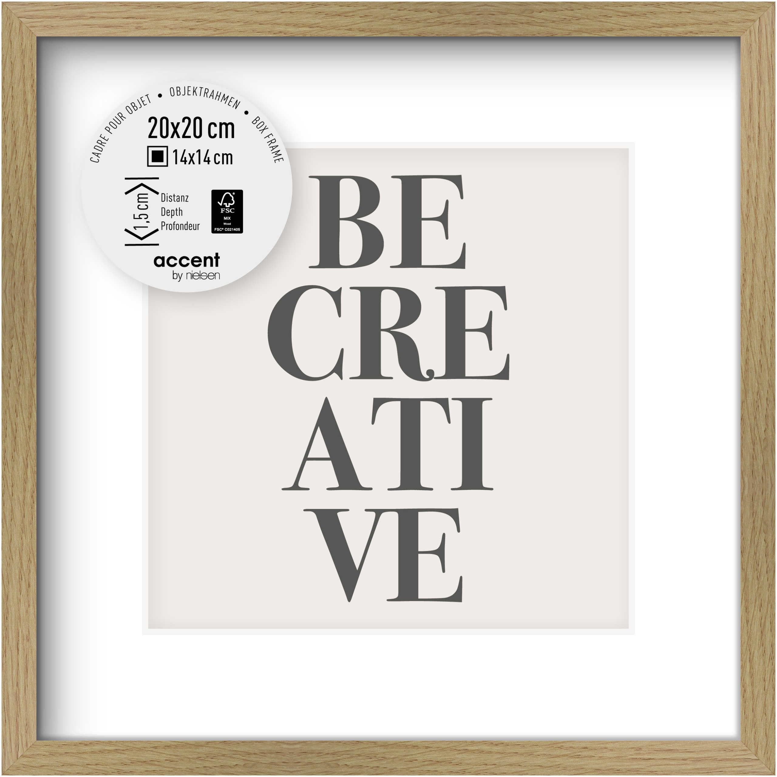 accent by nielsen picture frame Aura, 20x20 cm, MDF oak, for photos and portraits, portrait and landscape format, sturdy back panel