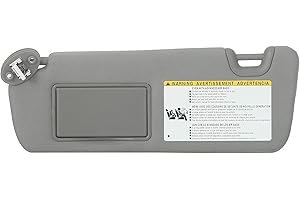 Left Driver Side Sun Visor Compatible with Toyota Highlander 2014-2019 Gray with Light Mirror Replaces 74320-0E074-B0
