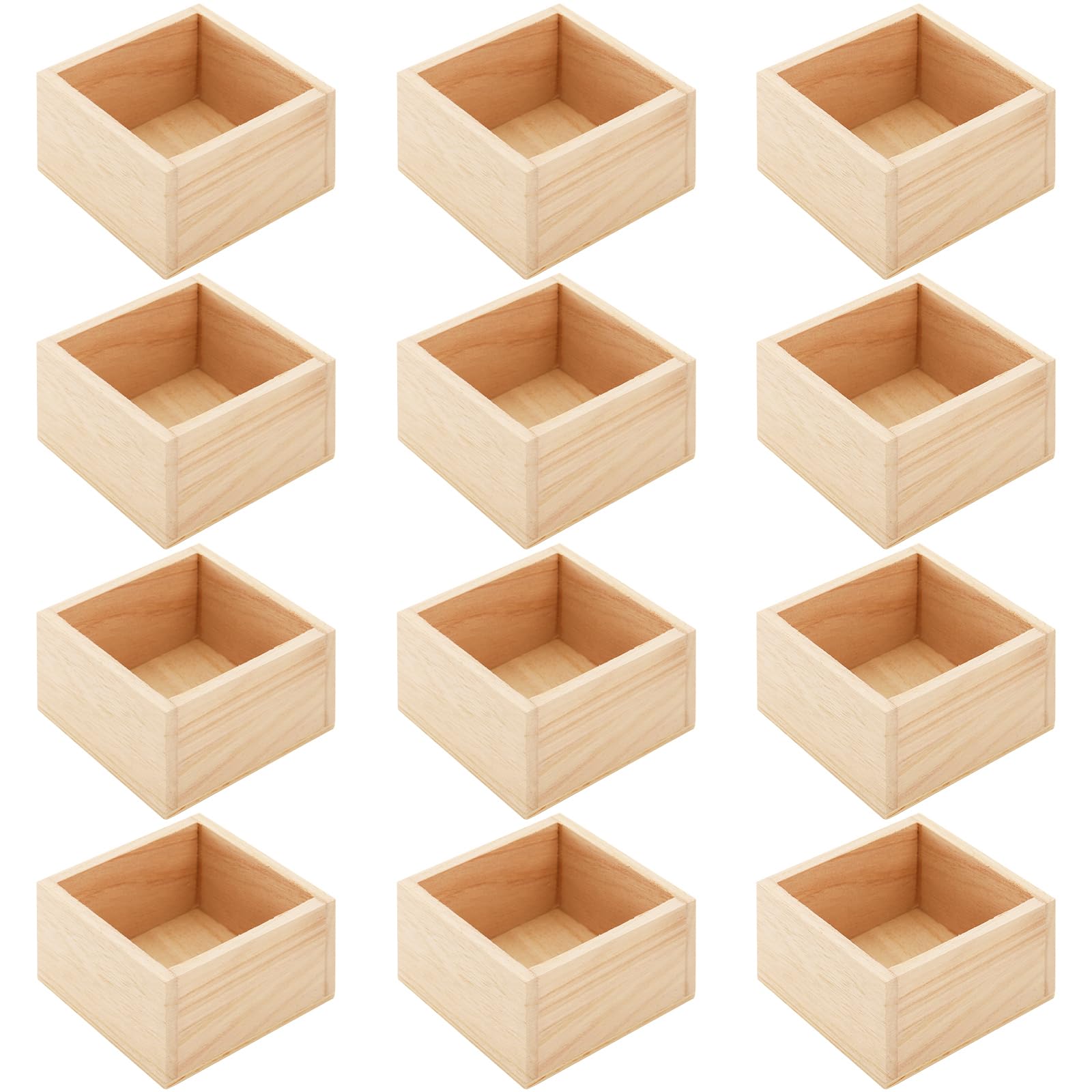 Photo 1 of Frcctre 12 Pack Unfinished Small Wooden Box, 4" x 4" Square Wooden Box Craft Storage Organizer Boxes for Art Collectibles, Home Decor, Desktop Drawer Decor, Succulent Plant Pot