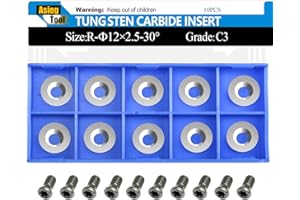 Asieg Tool Ci3 R1 12mm Round Carbide Inserts Cutters Knifes Indexable Replacement High Strength Fits For Popular DIY Woodworking Lathe Wood Turning Finisher Hollower Tools 10pc