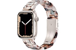Pleixiu Compatible With Apple Watch Band 38mm 40mm 41mm Lightweight Resin For iwatch Ultra 2 1 Series 9 Series SE Series 8 7 6 5 4 3 2 1 Apple Watch Bands for Women Men-Tortoise Flower for Starlight