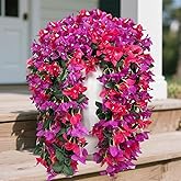 RioBeryo Artificial Fake Hanging Flowers for Outdoors Decorations - 2 Bundles Uv Resistant Faux Plants Outdoor Indoor Planter Decor for Balcony Yard Porch Garden Patio Home Decor(Mixed Color)