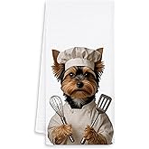 OSLYSOF Yorkshire Terrier Gift Kitchen Towels, Gifts for Yorkie Lovers Dish Tea Towels, Yorkie Gifts for Women, Dog Lovers Mom Gift Hand Towel for Kitchen, 16x24 Inch