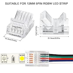 Flutesan 20 Pcs 5 Pin 12 mm LED Strip Connector RGB