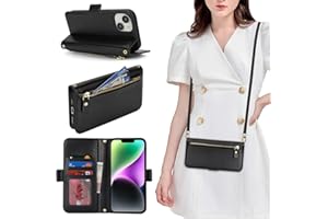 Cavor for iPhone 13 Wallet Case with Card Holder for Women,Phone Case for iPhone 14 Crossbody Case with Strap Lanyard,Leather