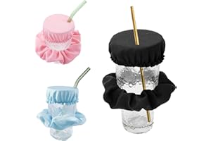 Drink Cover Scrunchie 3 Pack, Reusable Drink Covers for Alcohol Protection Women Scrunchies, Stretchable Drink Protector Wear