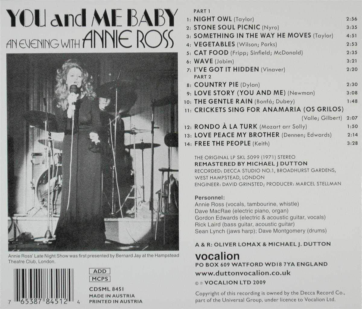 Annie Ross You And Me Baby An Evening With Amazon De Musik Dm and let me love you, baby. amazon de