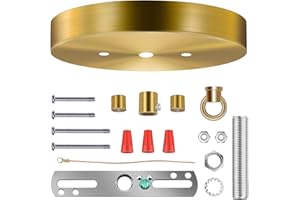 MAYOMAJO 6 Inches Light Canopy Kit with Heavy Duty Replacement Ceiling Cover Plate & Mounting Hardware for Lighting Fixtures Chandelier Pendant Lamp or DIY Project (Brass)