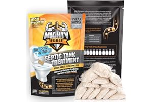 MIGHTY FORCE Septic Tank Treatment Packets - 1 Year Supply (12 Dissolvable Flush Packs) - Billions of Active Bacteria - Just Drop, Flush, and Repeat