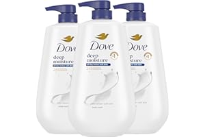 Dove Body Wash with Pump 3 Count Deep Moisture for 24hr Lotion-Soft Skin Moisture Moisturizing Skin Cleanser with No Sulfates No Parabens