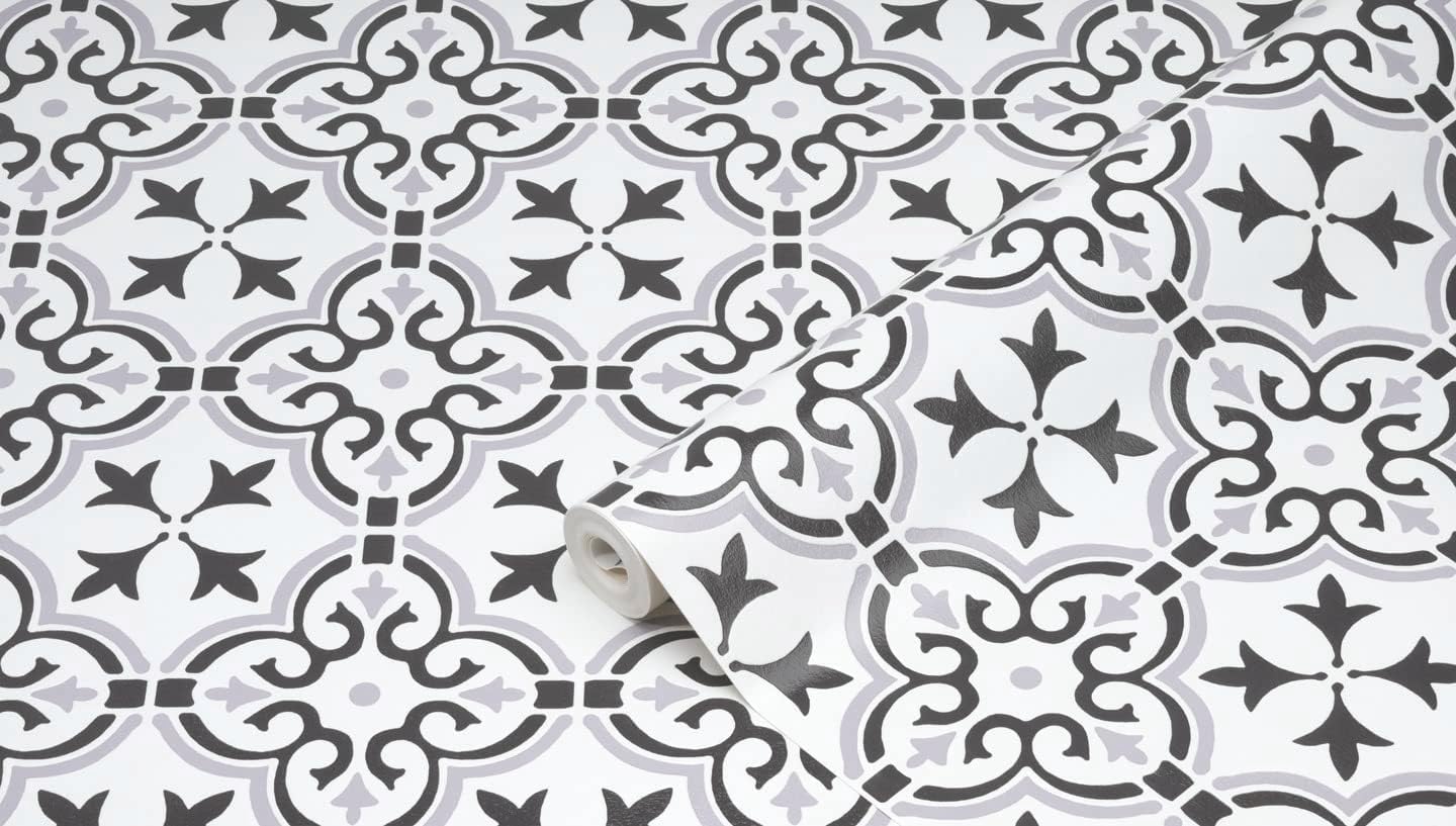 d-c-fix Ceramics Wall Covering - Wallpaper Tile Mirror Design Renovation Upcycling Kitchen Bathroom Bedroom Living Room Laundry Floral Shapes 67.5 cm x 4 m (F2701017)