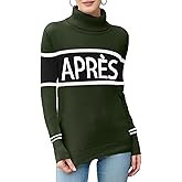 ALPSWARE Women Turtleneck Sweaters Stripe Sleeve Lightweight Shirts Apres Ski Tops Fashion Winter Thermal Outfits