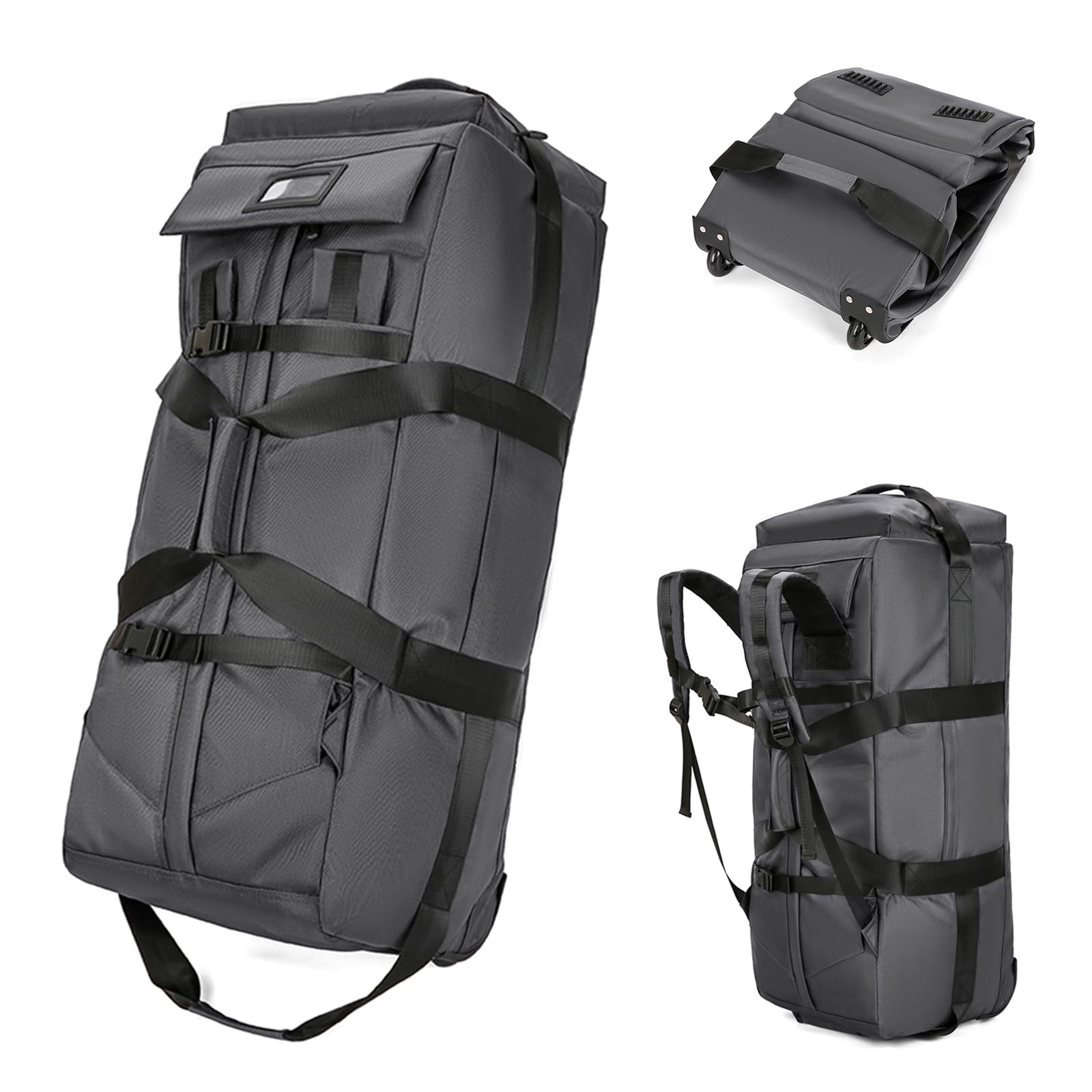 Photo 1 of Jofuda 90L Large Rolling Duffle Bag With Wheels, Travel Tactical Backpack For Men 2 in 1, Expandable Travel Bag, Waterproof Large Gym Bag, Travel Backpack For Men Women, Hiden Backpack Straps (Gray)