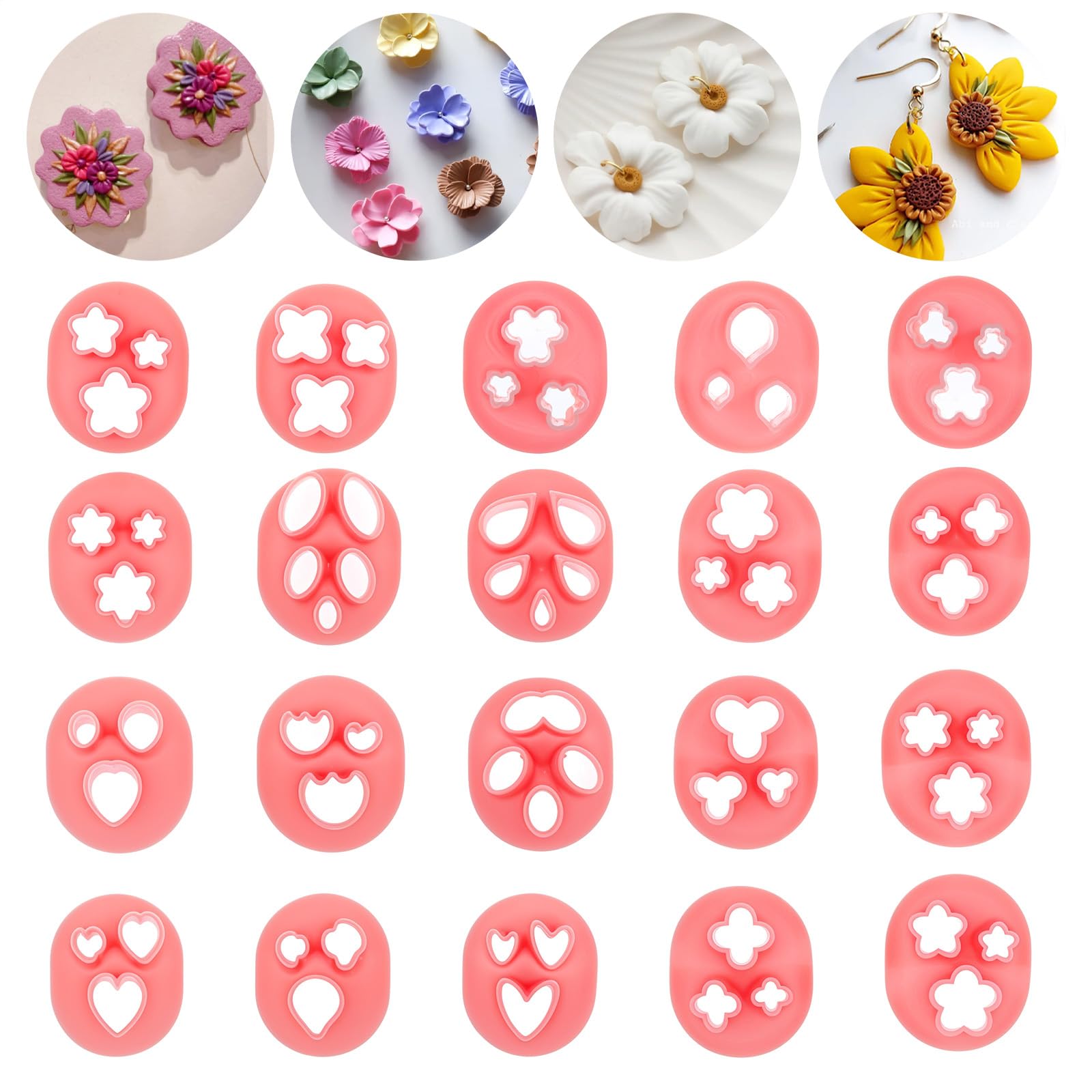 Photo 1 of 20Pcs Clay Cutters for Polymer Clay Jewelry Mini Polymer Clay Cutters for Earrings 20 Shapes - Floral, Leaf, Butterfly, Heart Polymer Clay Molds for Jewelry Making