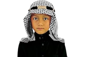 Desert Dress Kids Igal Shemagh Set Arab Headwear Islamic Prayer Scarf Headband for Boys Muslim Cap for Eid Hajj Umrah