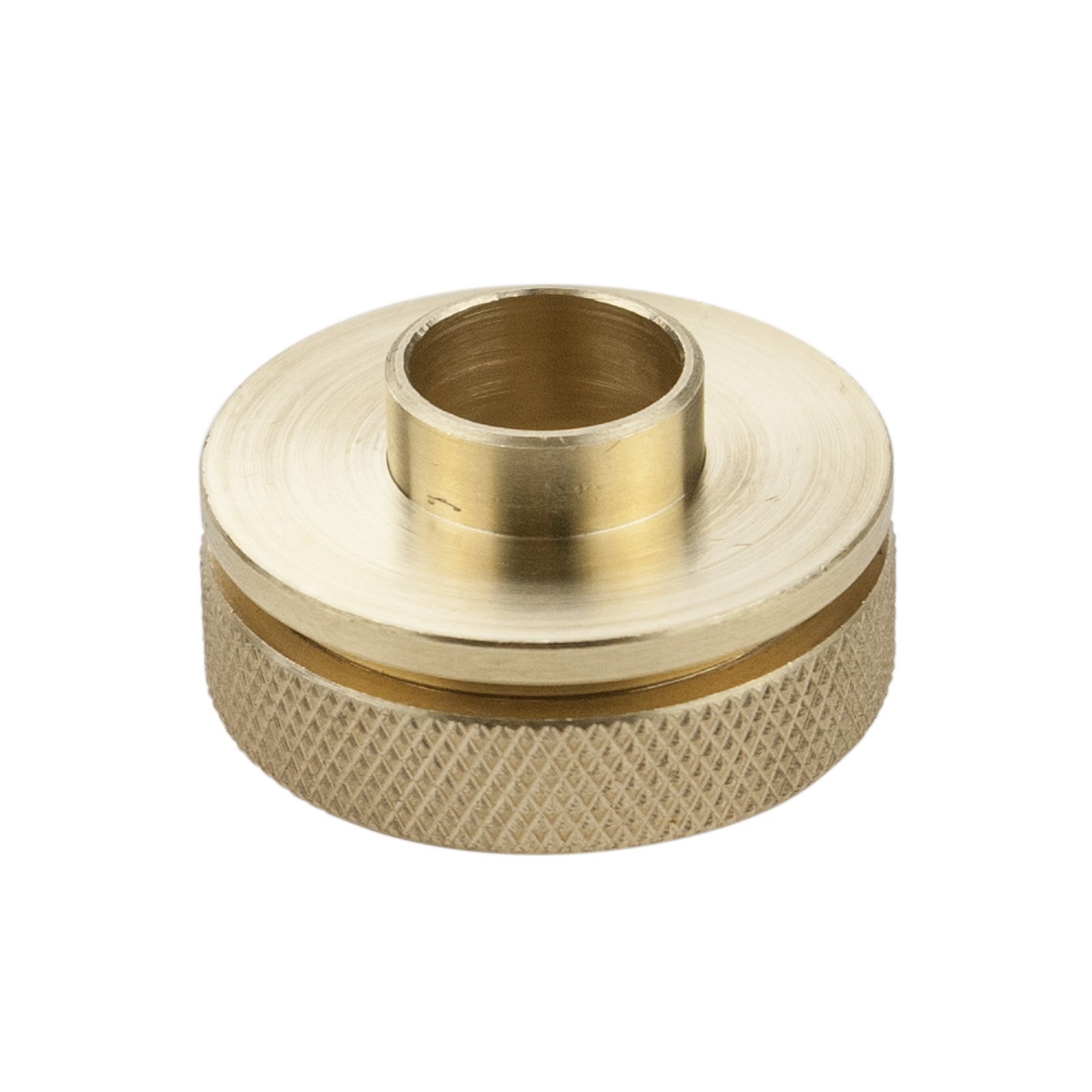 Photo 1 of POWERTEC Router Guide Bushing Solid Brass 5/8", Short Shank Precision Router Bushings Template Guide, Screw On Lock Nut, Fits Porter Cable Style Base Plate, Threaded Locking Ring, Dovetailing (71166)