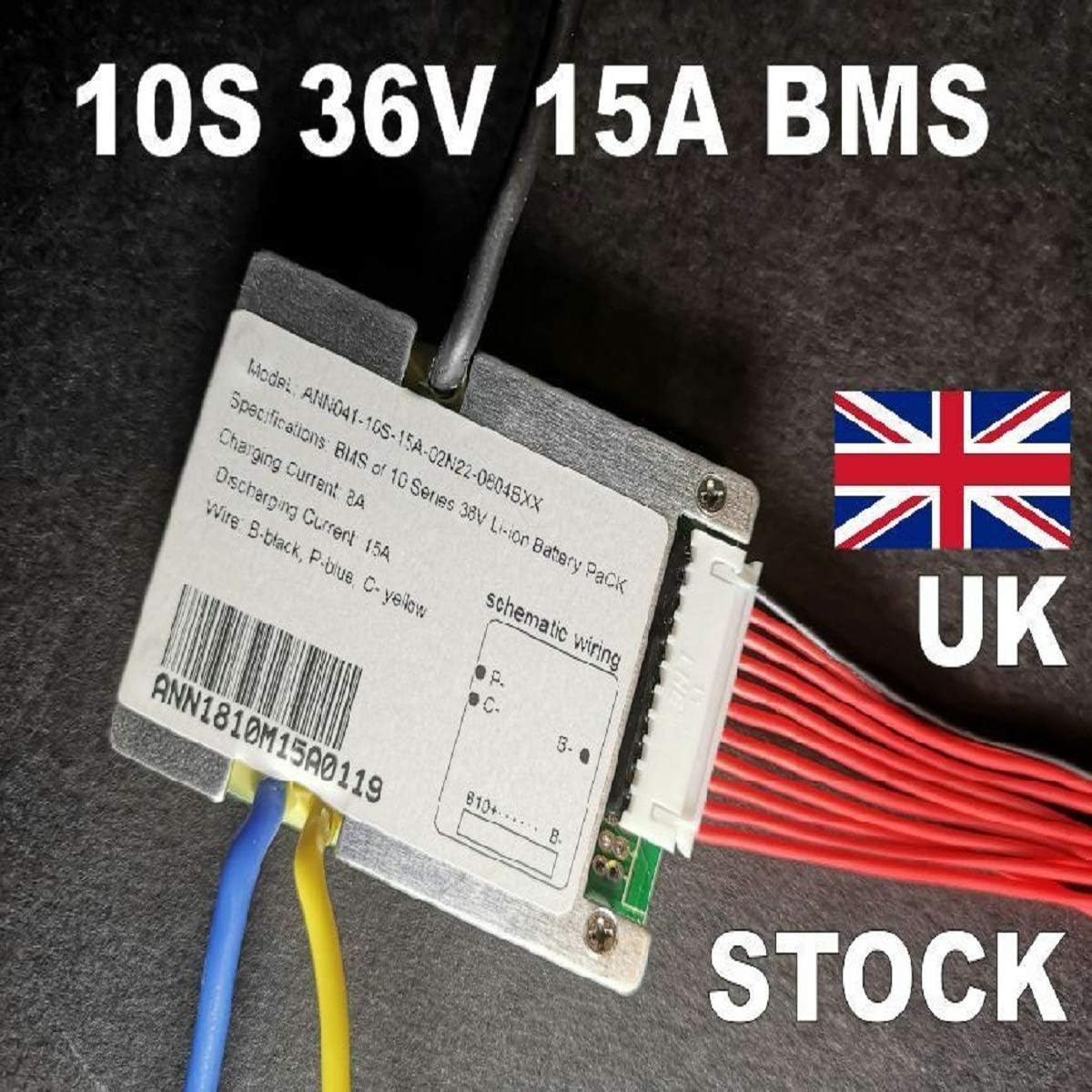 10S 36V 15A BMS ANN Li-ion Cell Battery Balanced Bike E-bike