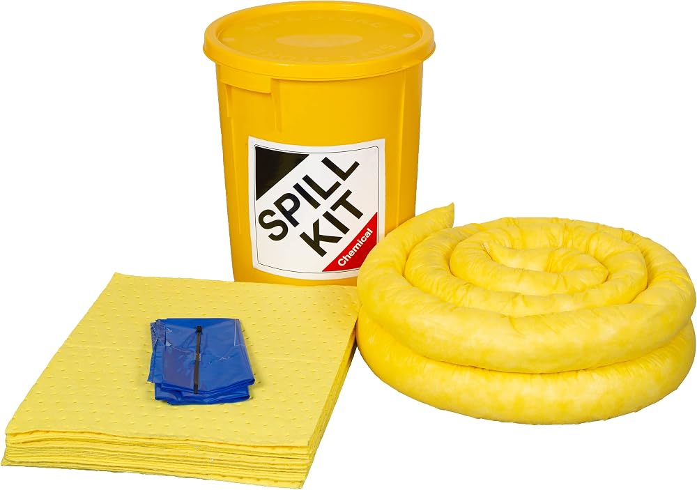 Spill Containment UK 35L Chemical Spill Kit Plastic Drum Absorbent Pads Socks
