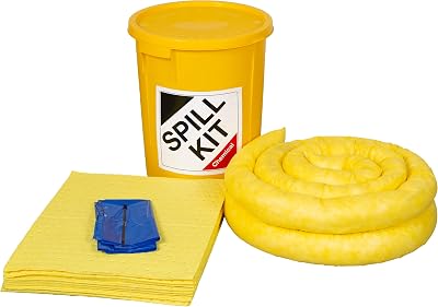 Spill Containment UK 35L Chemical Spill Kit Plastic Drum Absorbent Pads Socks