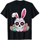 Sugar Skull Ears Rabbit Bunny Mexican Easter Day T-Shirt