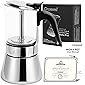 Grasseed Luxurious Crystal Glass & Stainless Steel Moka Pot, Stovetop Espresso Maker for Flavored Strong Coffee, Italian…