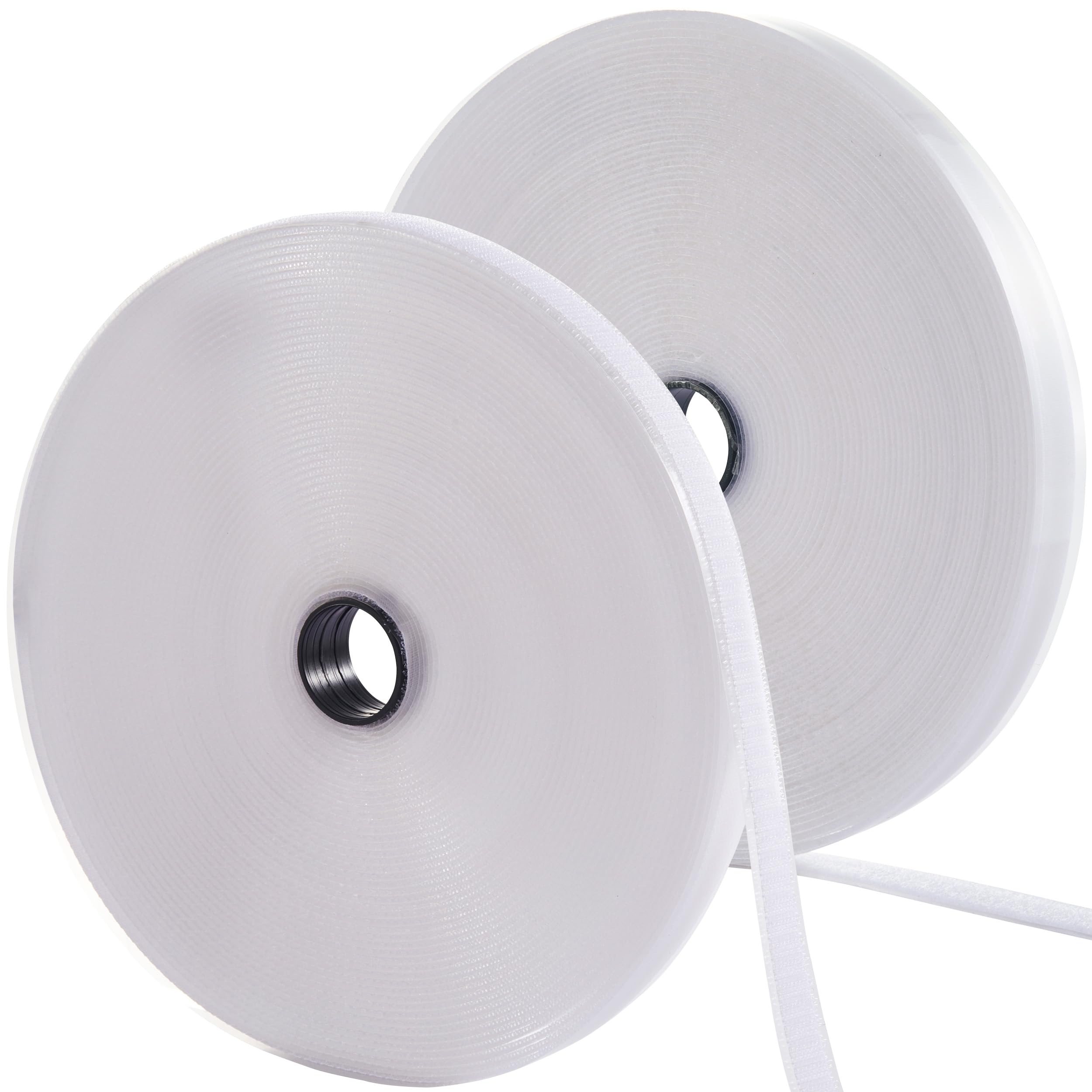 Photo 1 of (72 FT x 1/2 Inch) Strips with Adhesive for Fabric, Stick On for Fabric, No Sew Sticky Back for Clothes, Curtains - Heavy Duty Double Sided Hook and Loop Hem Tape Fasteners, No Sewing No Iron, White