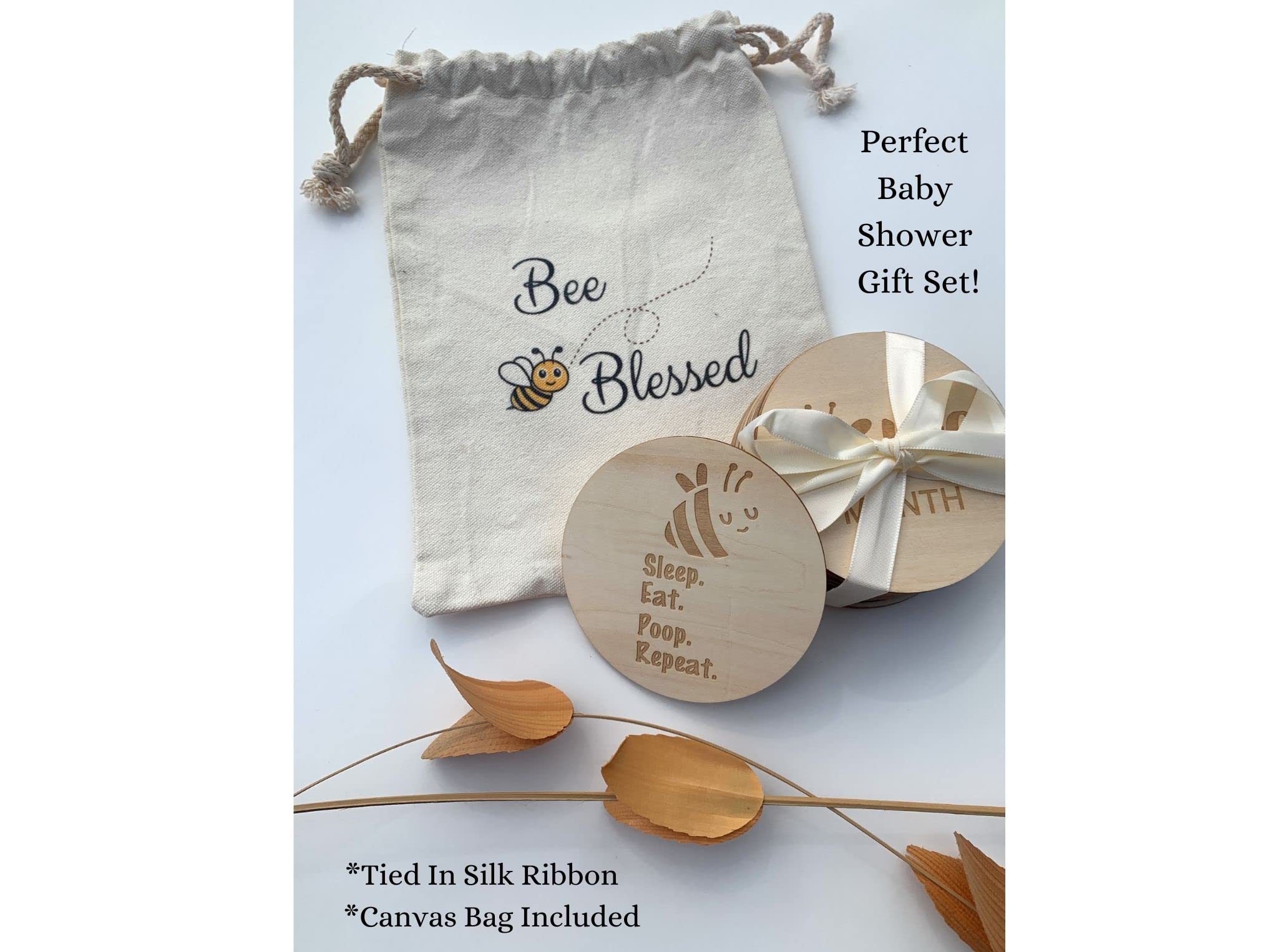 Funny Baby Monthly Milestone Announcement Cards | 13 Round Wooden Double Sided Signs | Gender Neutral Gifts | Baby Shower | Fun Photo Props | Baby Registry | Pregnancy Gift | Baby Photo Props