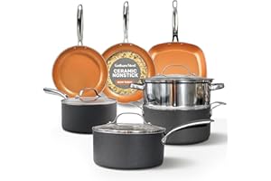 Gotham Steel 12 Piece Pots and Pan Set, Non Stick Cookware Set, Pots and Pans, Pot Set, Pot and Pan Set, Cooking Set, Ceramic