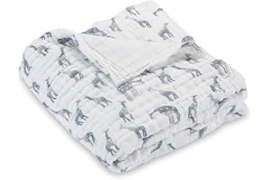 LollyBanks Muslin Baby Blanket, 100% Cotton Muslin Quilt for Boys and Girls, 47 x 47 Inches Toddler Quilt, Cozy 6 Layers Baby Blanket, Soft and Breathable Baby Quilt, Registry (Giraffe Print)