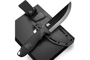 ODENWOLF W-SCANDI Full Tang Survival Knife with Sheath - Stylish Tactical Fixed Blade - Made of D2 Steel - Bushcraft and Camping Knife Survival - Perfect EDC Hunting Knife with TPE Handle