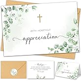 CYGGUN 50 Funeral Thank You Cards with Envelopes, 4×6In Sympathy Card Bulk Watercolor Eucalyptus Leaves Bereavement Thank You Cards, Message Inside for Funeral Family Friends Loved Ones