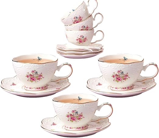 Amazon Com Jusalpha Porcelain Tea Sets Flower Series Tea Cup And