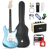 Donner DST-100 39 Inch Electric Guitar Beginner Kits Solid Body Electric Guitar Kit Package HSS Pick Up with All Accessories
